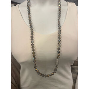 Women’s Black Amber Crystal Beaded Long Necklace